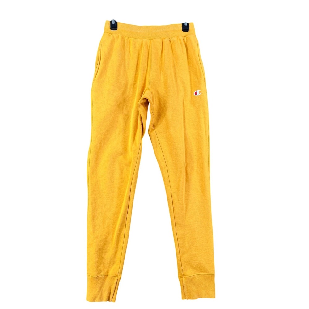 Champion Reverse Weave Joggers Mens S Gold Yellow Fleece C Logo Lounge